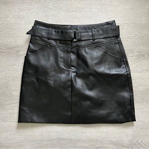 Hem & Thread Black Faux Leather Mini Skirt